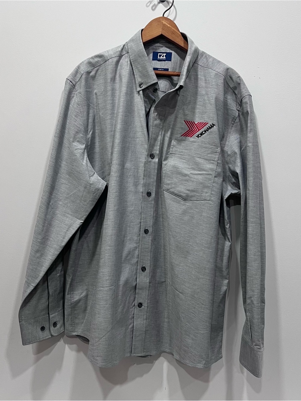 Yokohama Gray Long-Sleeve Button-Down Shirt - Cutter and Buck
